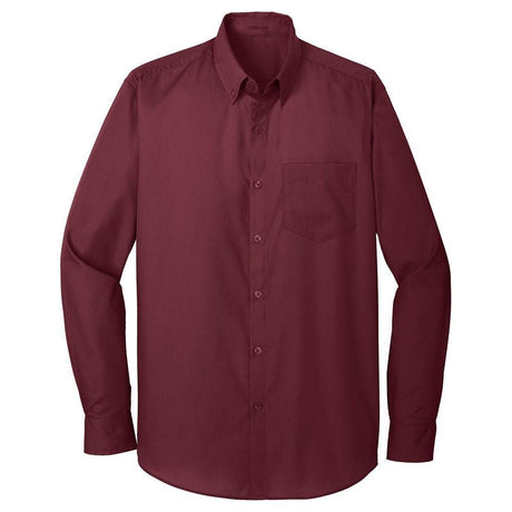 Joe's USA Long Sleeve Carefree Poplin Shirt X - Small Burgundy
