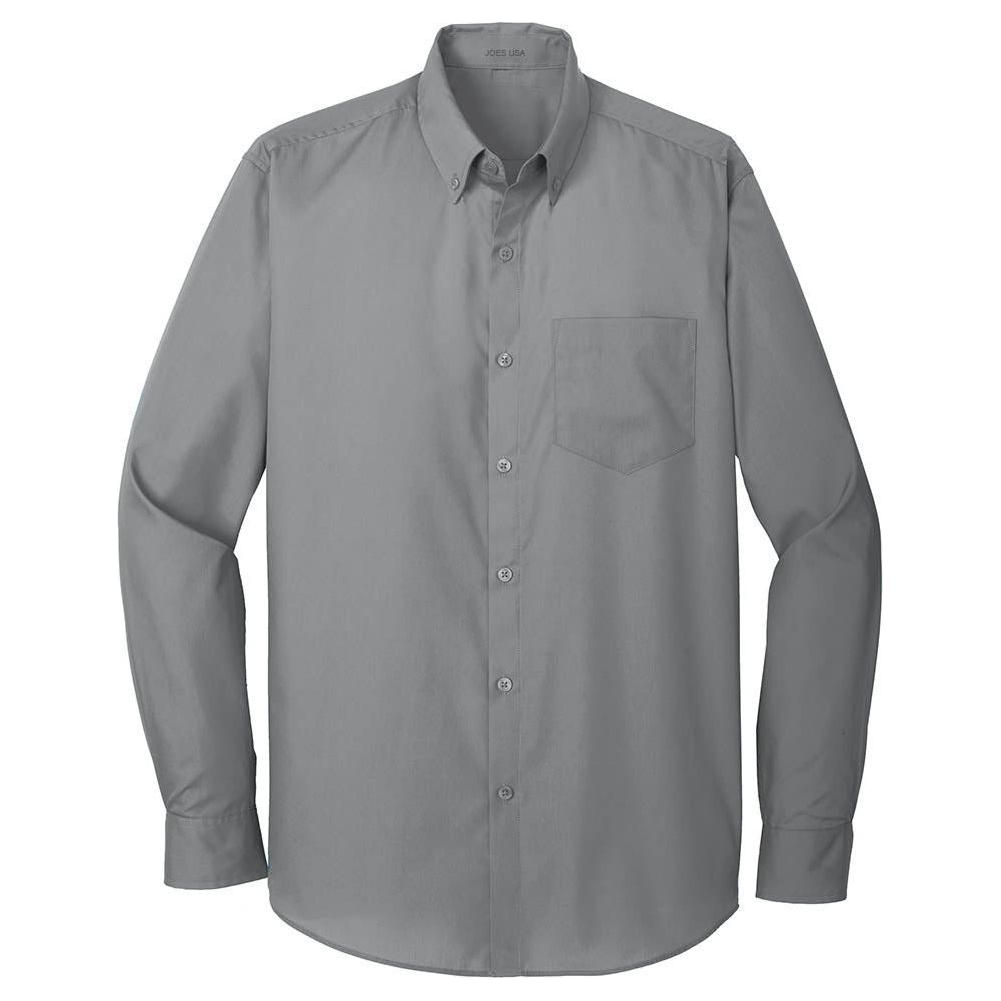 Joe's USA Long Sleeve Carefree Poplin Shirt X - Small Gusty Grey
