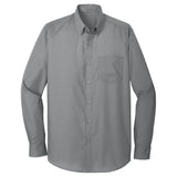 Joe's USA Long Sleeve Carefree Poplin Shirt X - Small Gusty Grey