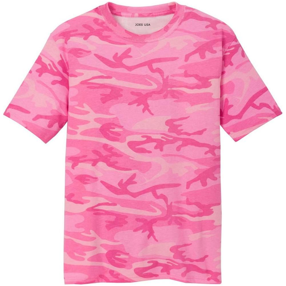 Joe's USA Mens 100% Cotton Camo Tee. Camouflage T Shirts in Sizes XS - 4XL Small Pink Camo Short Sleeve T-Shirts
