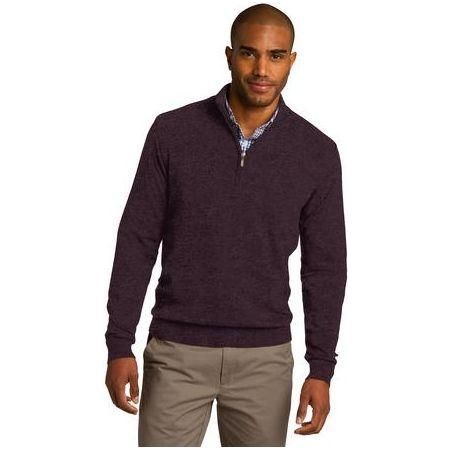 Joe's USA Men's 1/2 - Zip Sweater Heather Burgundy Medium