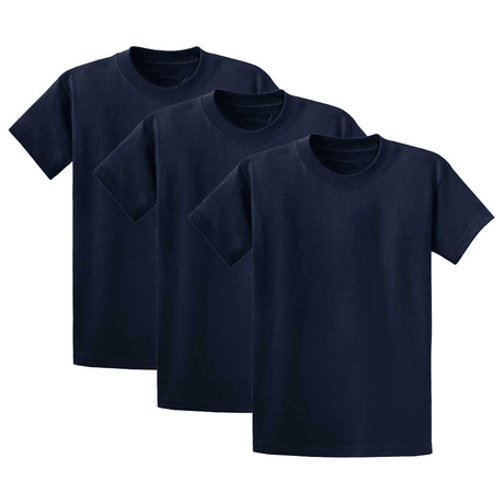 Joe's USA Mens 3 - Pack of 100% Heavyweight Cotton T-Shirts Multi - Packs Big & Tall Sizes True Navy Small Short Sleeve T-Shirts