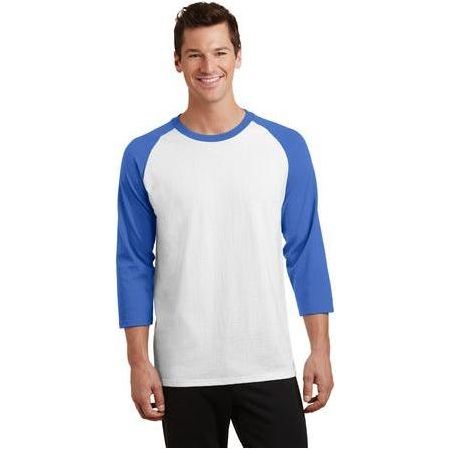 Joe's USA Men's 50/50 Cotton/Poly 3/4 - Sleeve Raglan T-Shirt 2X - Large White/Royal Short Sleeve T-Shirts