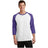 Joe's USA Men's 50/50 Cotton/Poly 3/4 - Sleeve Raglan T-Shirt Small White/Purple Short Sleeve T-Shirts