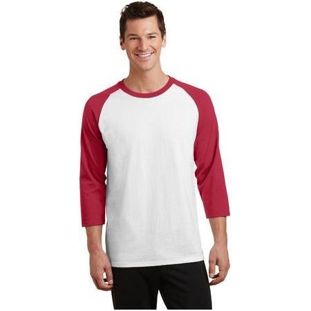 Joe's USA Men's 50/50 Cotton/Poly 3/4 - Sleeve Raglan T-Shirt X - Large White/Red Short Sleeve T-Shirts