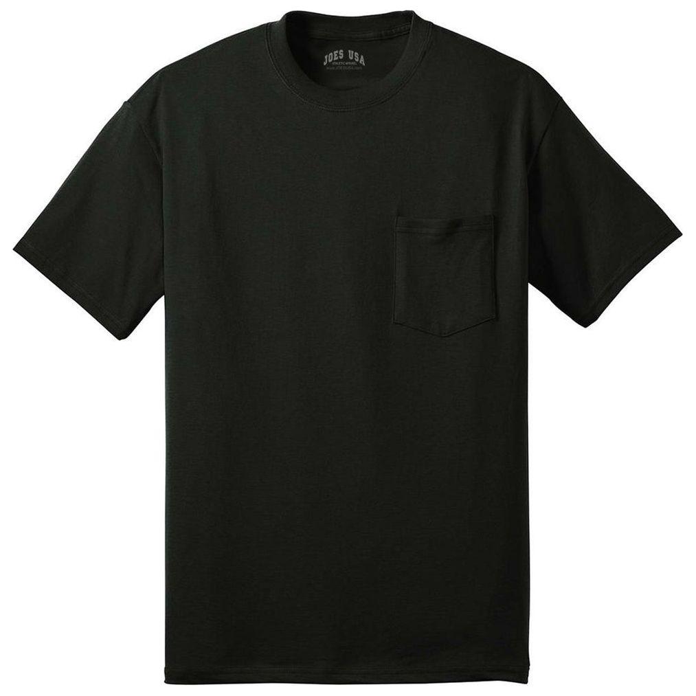 Joe's USA Men's 50/50 Cotton/Poly T-Shirt with Pocket Jet Black S Short Sleeve T-Shirts