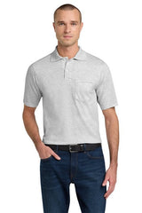 Joe's USA Men's 50/50 Jersey Knit Polo with a Pocket Ash Small