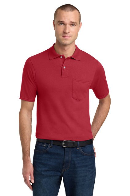 Joe's USA Men's 50/50 Jersey Knit Polo with a Pocket Red Small