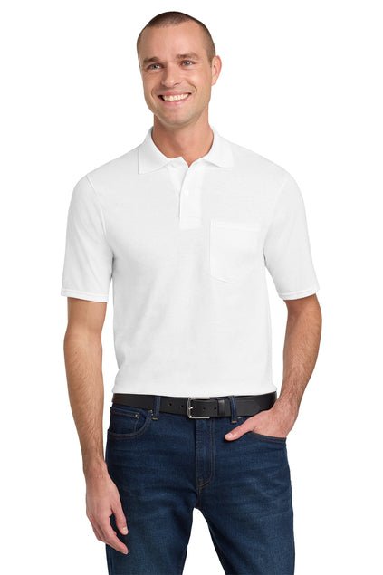 Joe's USA Men's 50/50 Jersey Knit Polo with a Pocket White Small
