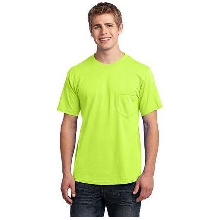 Joe's USA Men's All - American Tee with Pocket Medium Safety Green Short Sleeve T-Shirts