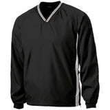 Joe's USA Men's Athletic V - Neck Raglan Wind Shirts in Regular & Big Sizes - XS - 6XL Black / White XS