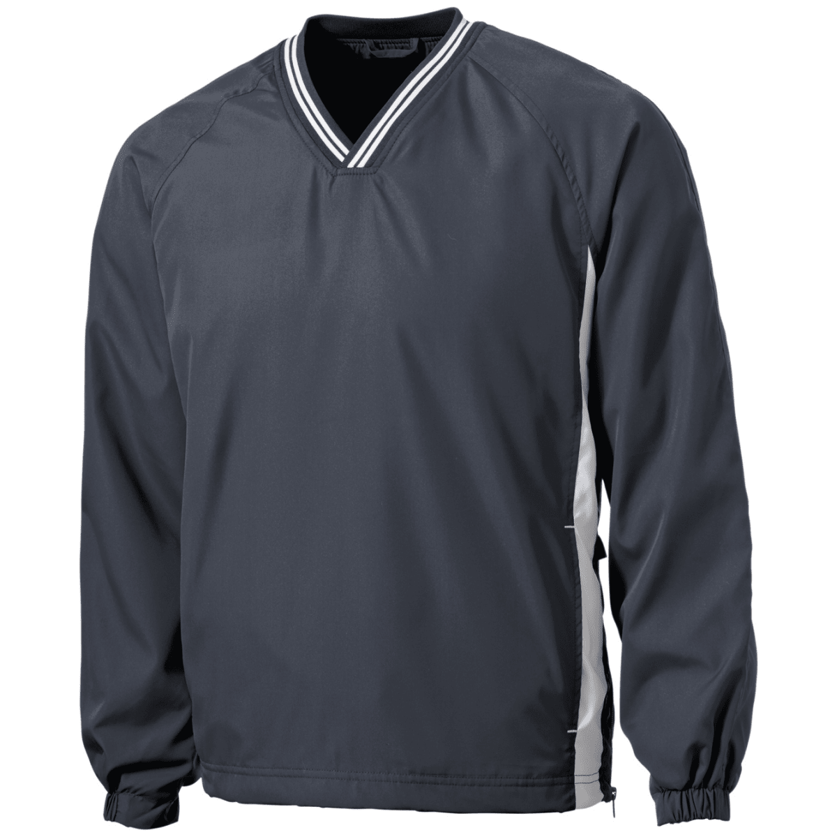 Joe's USA Men's Athletic V - Neck Raglan Wind Shirts in Regular & Big Sizes - XS - 6XL Graphite / White XS