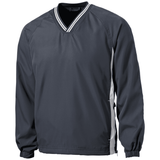 Joe's USA Men's Athletic V - Neck Raglan Wind Shirts in Regular & Big Sizes - XS - 6XL Graphite / White XS