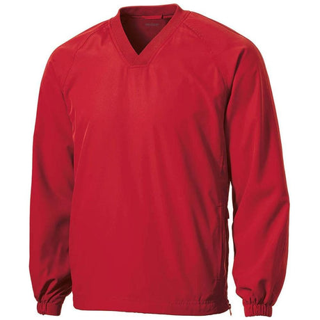 Joe's USA Men's Athletic V - Neck Raglan Wind Shirts | Solid Colors True Red X - Small