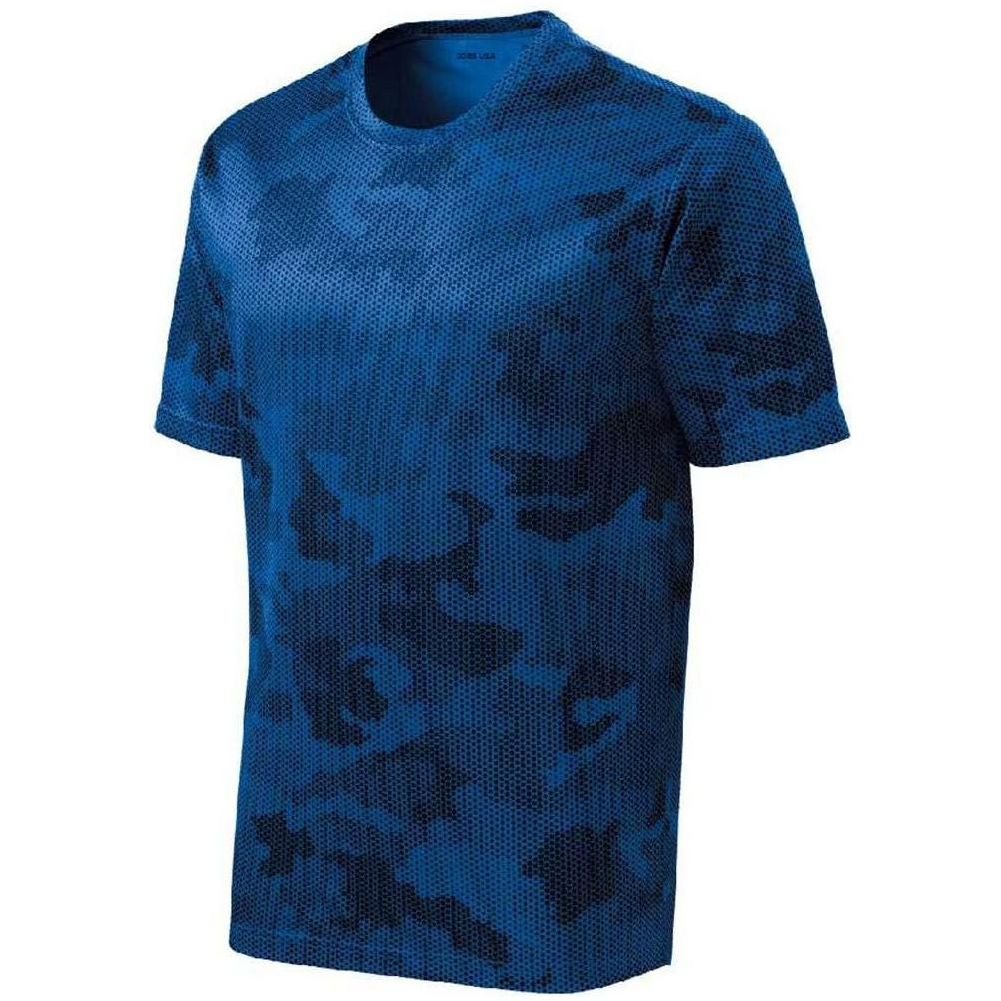 Joe's USA Men's Camo Hex Workout Tee True Royal XS Short Sleeve T-Shirts