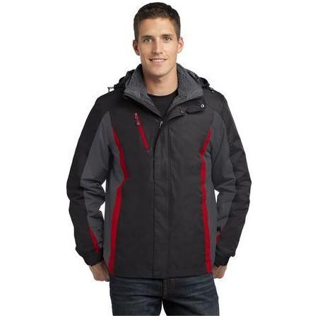 Joe's USA Men's Colorblock 3 - in - 1 Jacket X - Large Black/Magnet Grey/Signal Red Insulated Jackets
