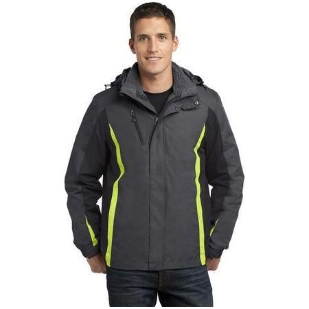 Joe's USA Men's Colorblock 3 - in - 1 Jacket X - Large Magnet Grey/Black/Charge Green Insulated Jackets