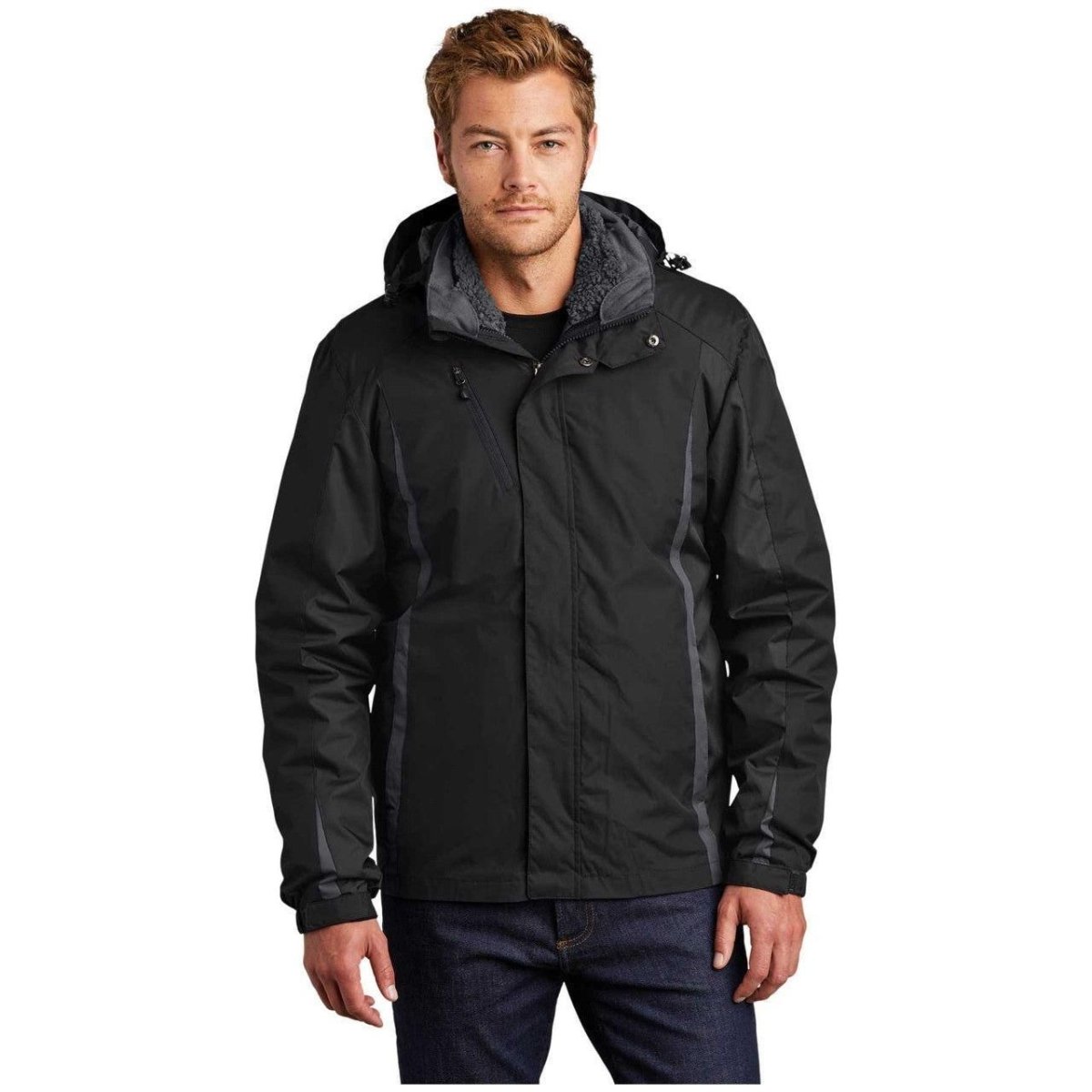 Joe's USA Men's Colorblock 3 - in - 1 Jacket X - Small Black/Black/Magnet Grey Insulated Jackets