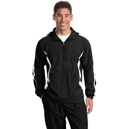 Joe's USA Men's Colorblock Raglan Anorak X - Small Black/White