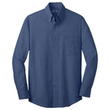 Joe's USA Men's Crosshatch Easy Care Shirt Deep Blue X - Small Dress Shirt
