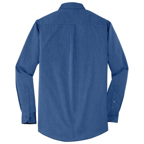 Joe's USA Men's Crosshatch Easy Care Shirt Deep Blue X - Small Dress Shirt