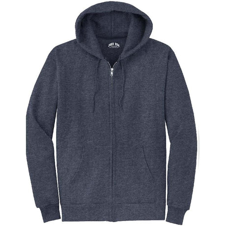 Joe's USA Men's Full Zipper Hoodies - Hooded Sweatshirts in 28 Colors. Sizes S - 5XL Heather Navy S Zip Hoodies