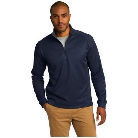 Joe's USA Men's Heavyweight Vertical Texture 1/4 - Zip Pullover True Navy/ Iron Grey Medium