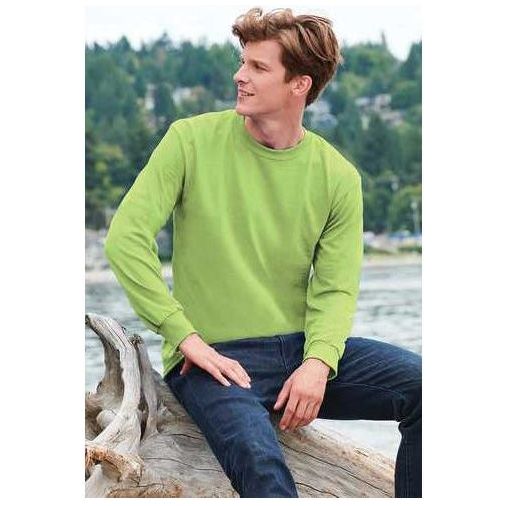 Joe's USA Men's Long Sleeve 50/50 Cotton/Poly T-Shirt Lime S Long Sleeve T-Shirts
