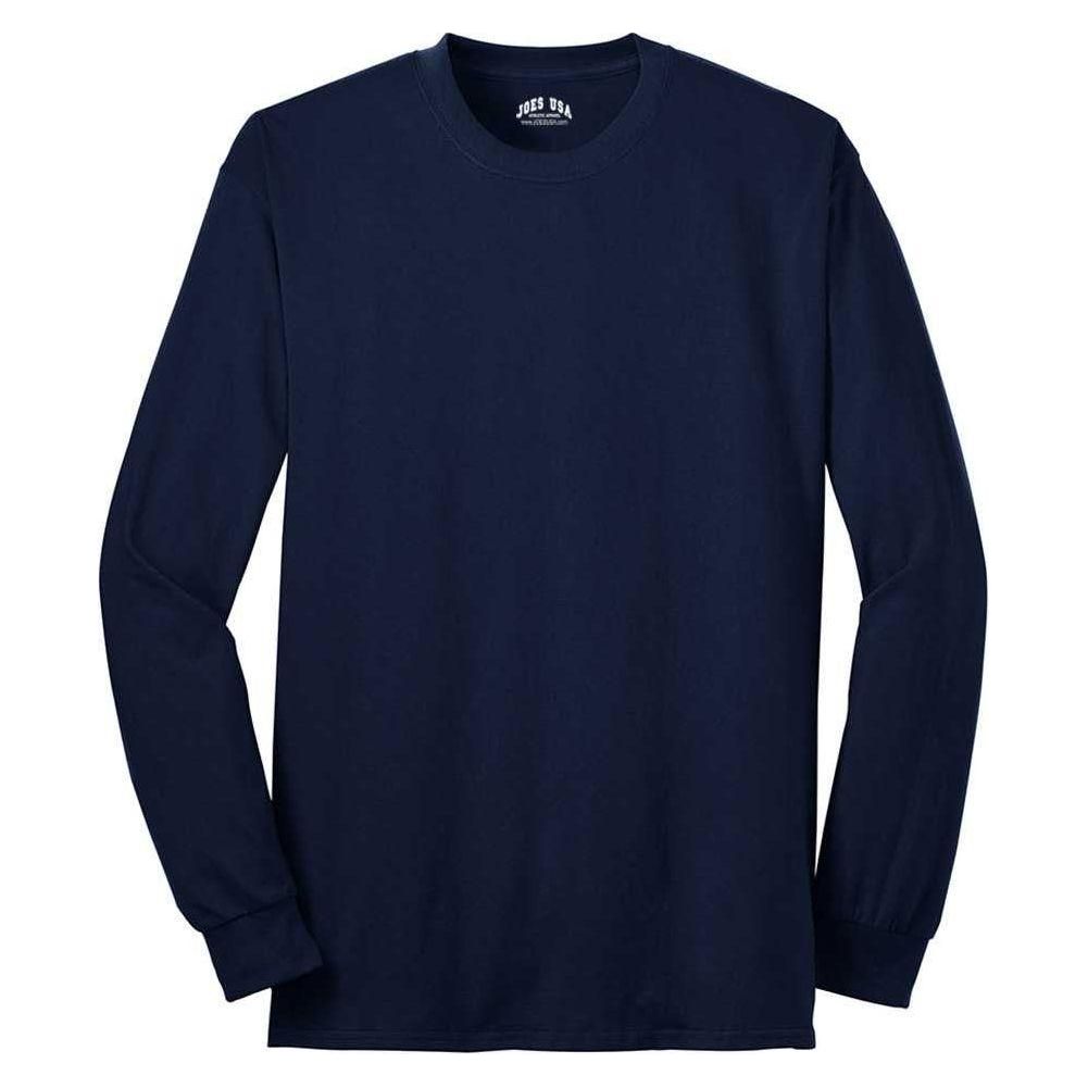 Joe's USA Men's Long Sleeve 50/50 Cotton/Poly T-Shirt Navy S Long Sleeve T-Shirts