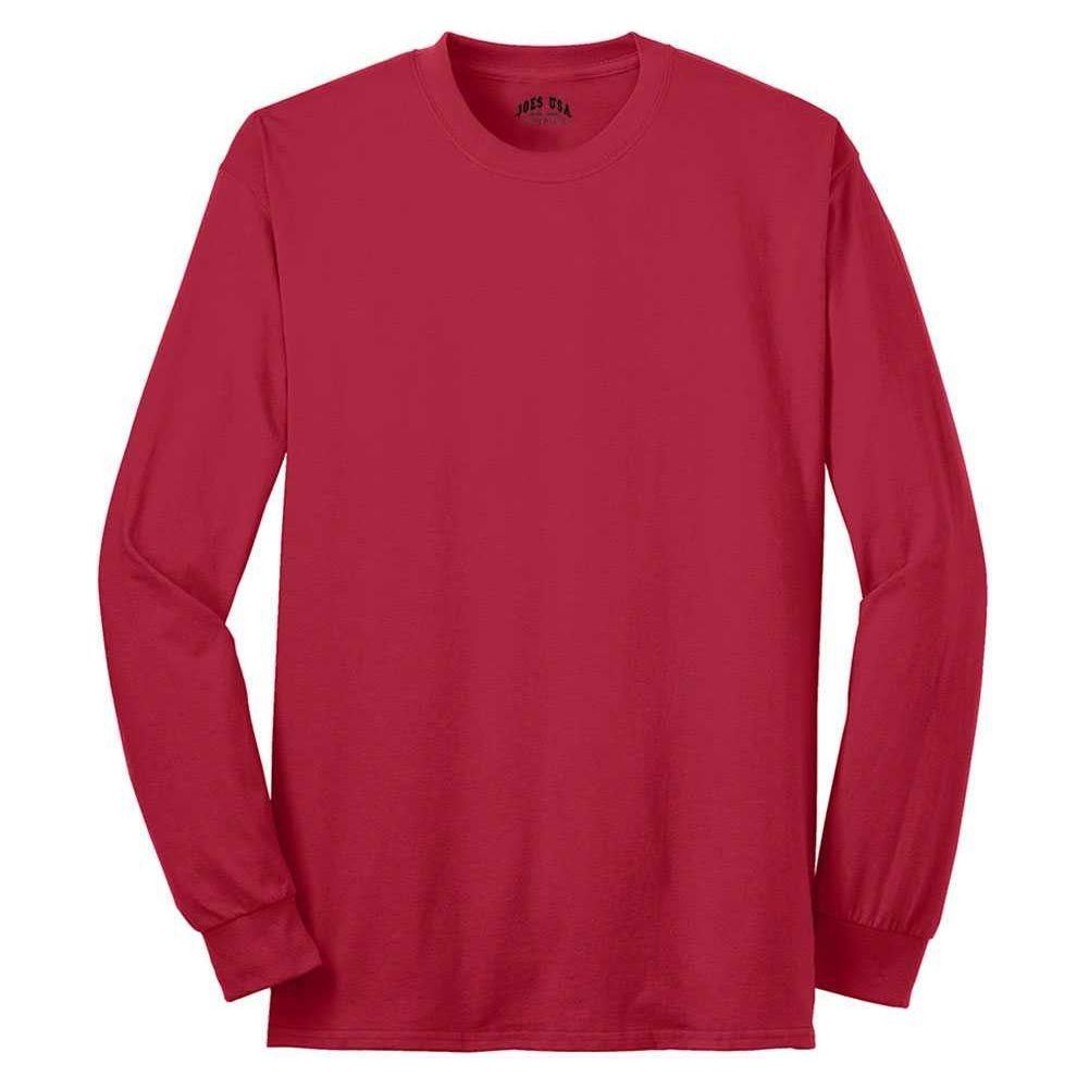 Joe's USA Men's Long Sleeve 50/50 Cotton/Poly T-Shirt Red S Long Sleeve T-Shirts