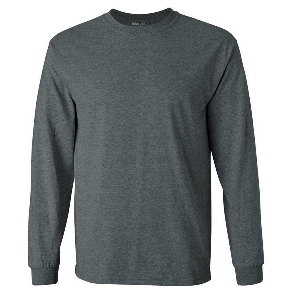 Joe's USA Men's Long Sleeve Heavyweight Cotton T-Shirts in Regular, Big & Tall Ash Small Long Sleeve T-Shirts