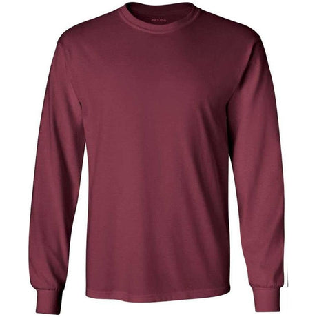 Joe's USA Men's Long Sleeve Heavyweight Cotton T-Shirts in Regular, Big & Tall Athletic Maroon Small Long Sleeve T-Shirts