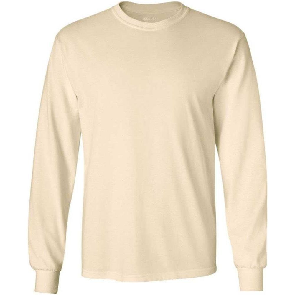 Joe's USA Men's Long Sleeve Heavyweight Cotton T-Shirts in Regular, Big & Tall Natural Small Long Sleeve T-Shirts