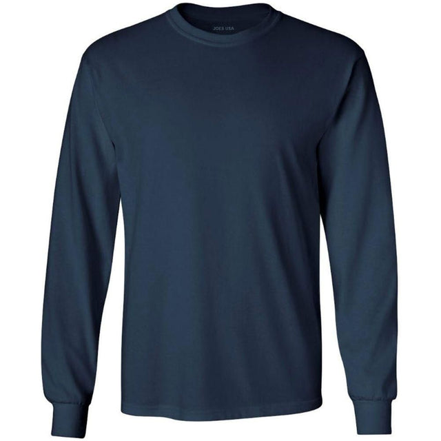 Joe's USA Men's Long Sleeve Heavyweight Cotton T-Shirts in Regular, Big & Tall Navy Small Long Sleeve T-Shirts