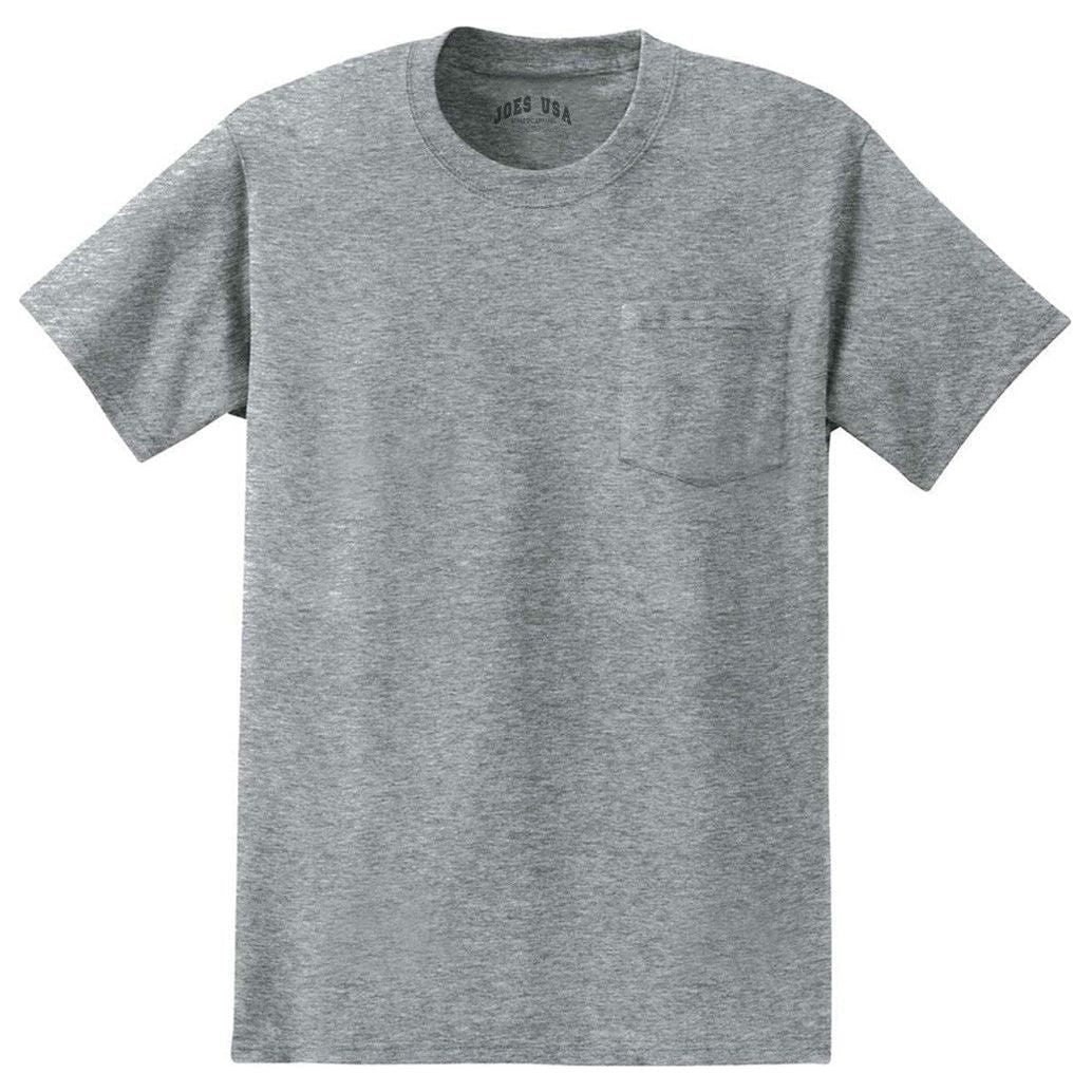 Joe's USA Mens Pocket Tee — 6.1oz 100% Cotton T-Shirt
