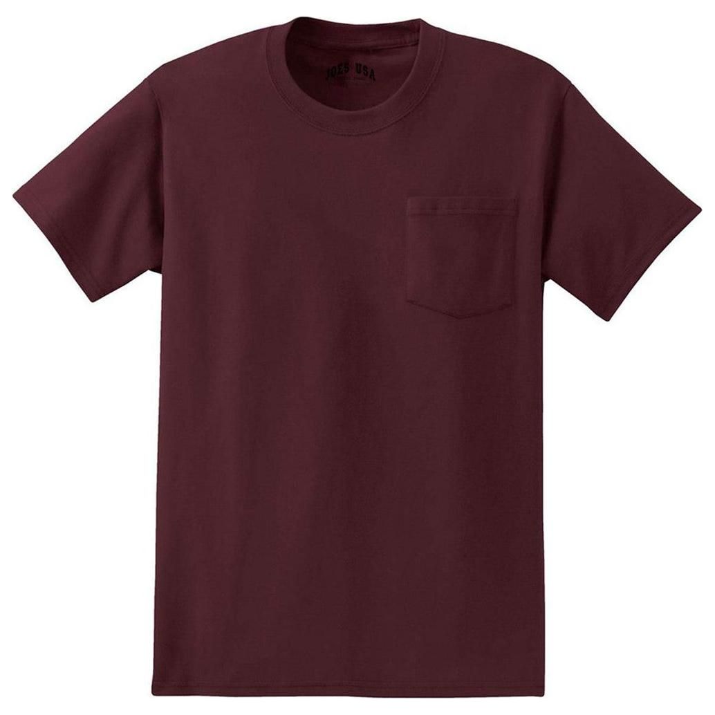 Joe's USA Mens Pocket Tees 6.1 - ounce, 100% Cotton T-Shirts Athletic Maroon Small Pocket T-Shirts