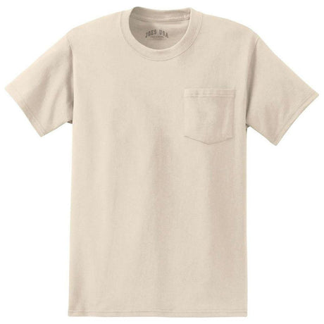Joe's USA Mens Pocket Tees 6.1 - ounce, 100% Cotton T-Shirts Natural Small Pocket T-Shirts
