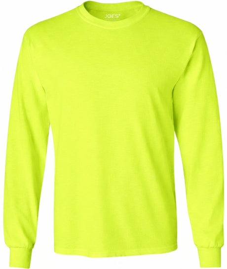 Joe's USA Men's Safety Green Long Sleeve Work Shirt JUSA55LS - 50/50 Cotton Poly Blend S Safety Green Work Shirts