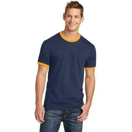 Joe's USA Men's Soft Classic Ringer Tee Small Navy/Gold Short Sleeve T-Shirts