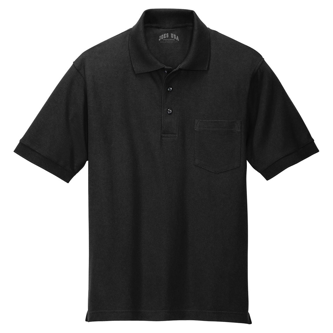 Joe's USA Men's Tall Silk Touch Polo with Pocket Black Large Tall Polos/Knits