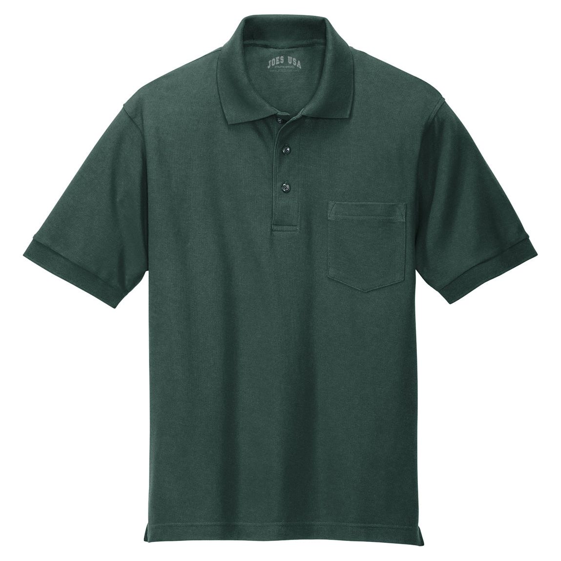Joe's USA Men's Tall Silk Touch Polo with Pocket Dark Green Large Tall Polos/Knits