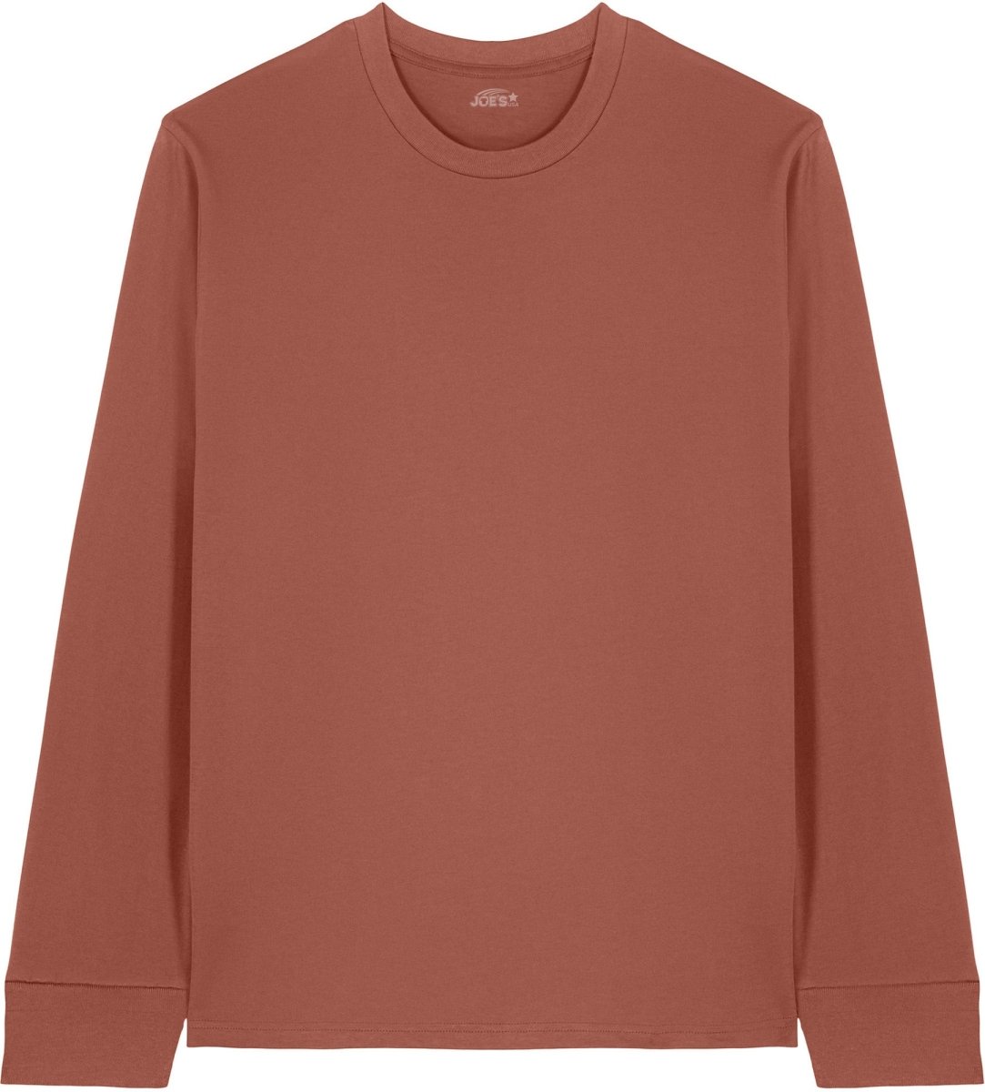 Joe's USA Organic Cotton Long Sleeve Tee Heritage Brown XS Long Sleeve T-Shirts
