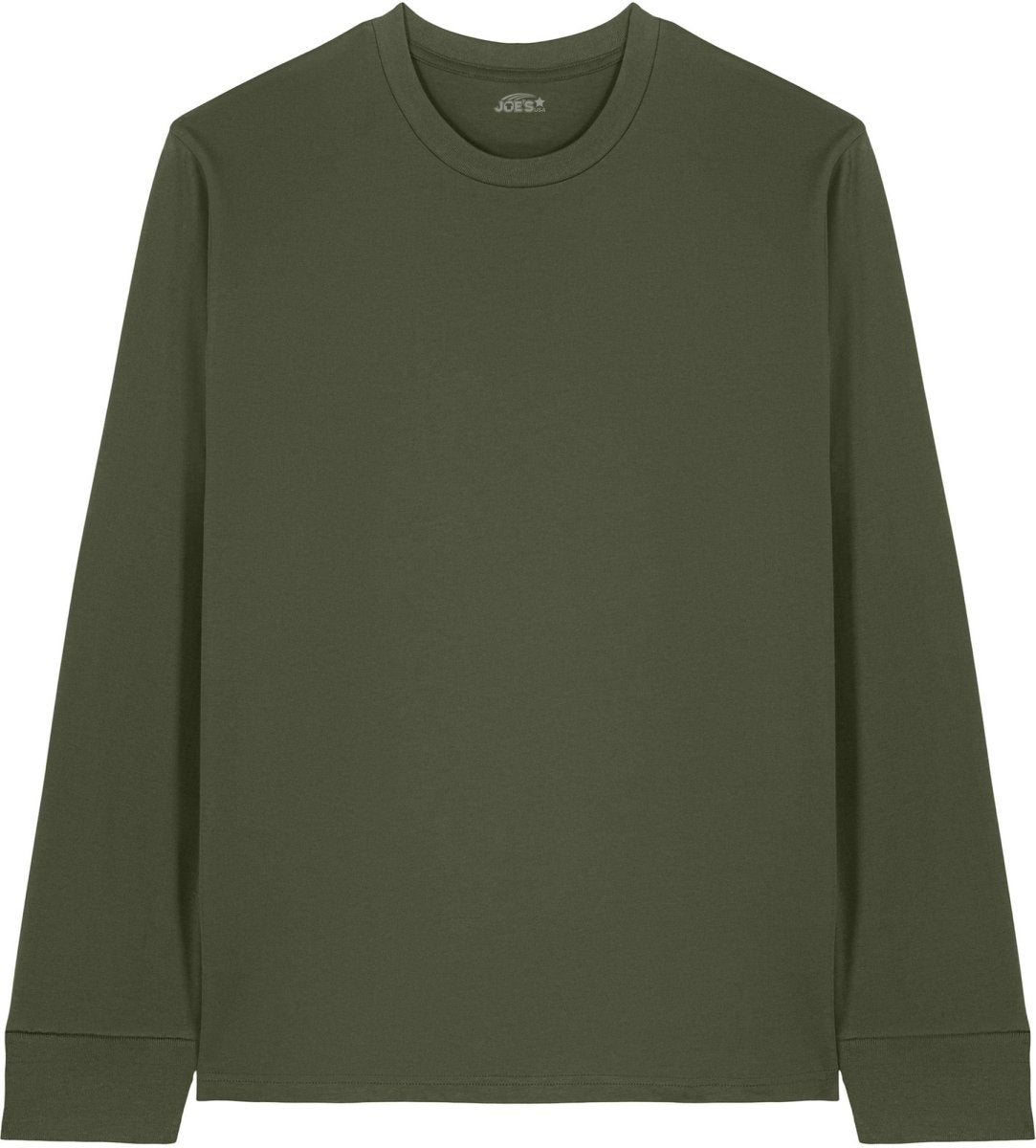 Joe's USA Organic Cotton Long Sleeve Tee Khaki Green XS Long Sleeve T-Shirts