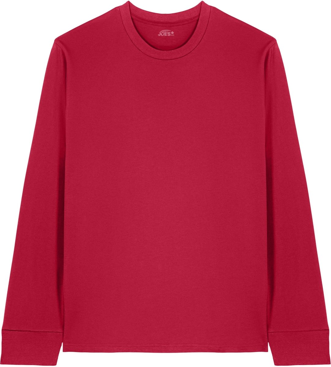 Joe's USA Organic Cotton Long Sleeve Tee Red XS Long Sleeve T-Shirts