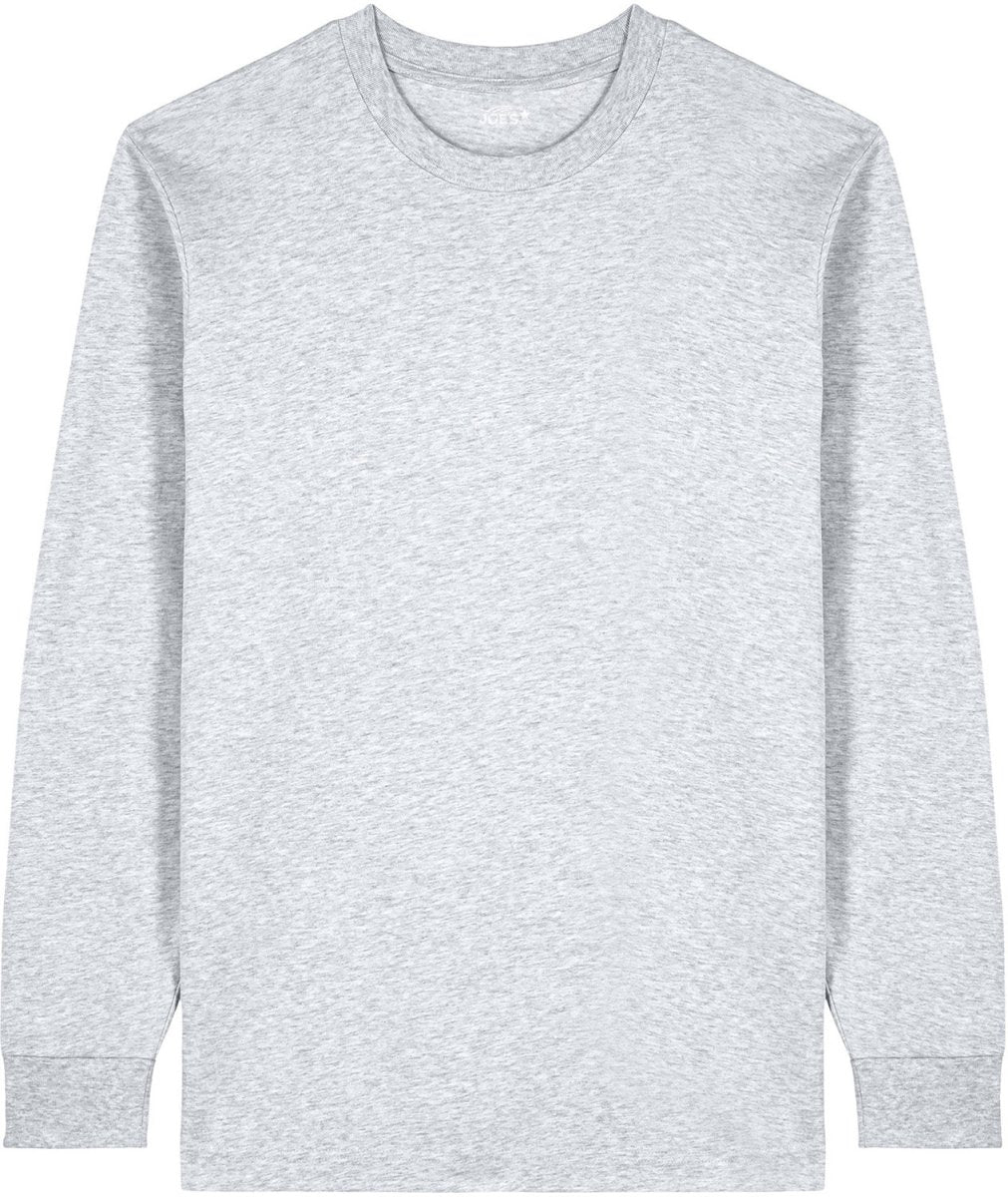 Joe's USA Organic Cotton Unisex Heavyweight Long Sleeve Tee Cool Heather Grey XS Long Sleeve T-Shirts