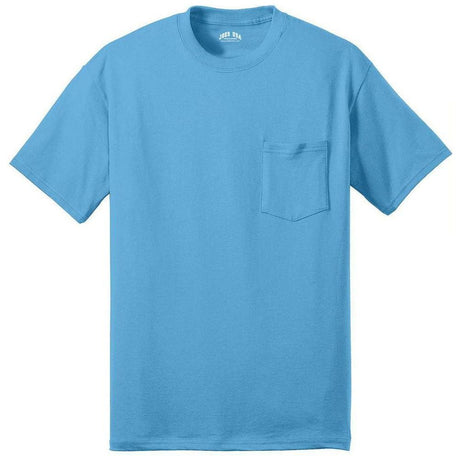 Joe's USA Pocket Tee Shirt - 50/50 Poly Cotton in Sizes S - 6XL Aquatic Blue S Short Sleeve T-Shirts