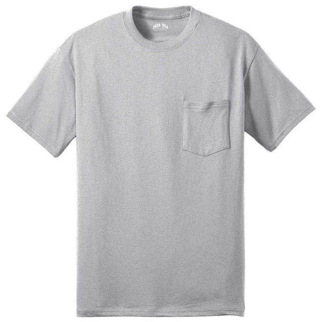 Joe's USA Pocket Tee Shirt - 50/50 Poly Cotton in Sizes S - 6XL Ash S Short Sleeve T-Shirts