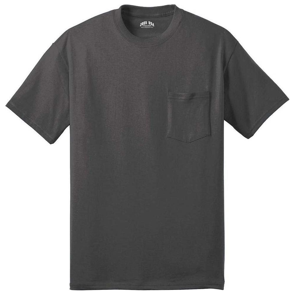 Joe's USA Pocket Tee Shirt - 50/50 Poly Cotton in Sizes S - 6XL Charcoal S Short Sleeve T-Shirts