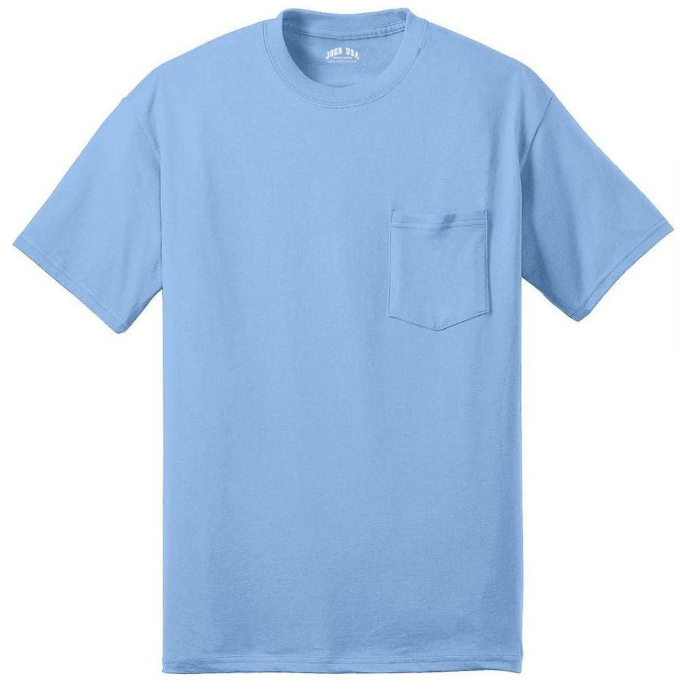 Joe's USA Pocket Tee Shirt - 50/50 Poly Cotton in Sizes S - 6XL Light Blue S Short Sleeve T-Shirts