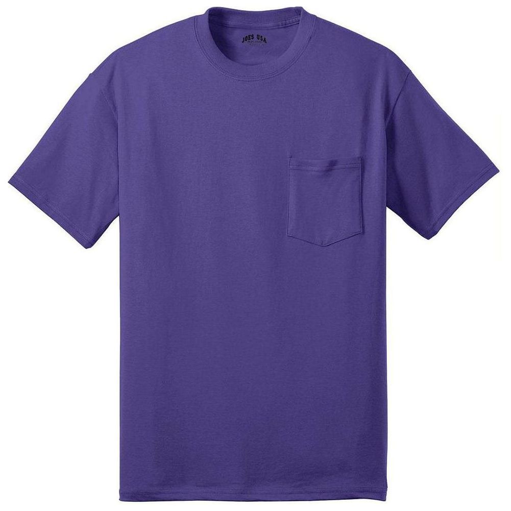 Joe's USA Pocket Tee Shirt - 50/50 Poly Cotton in Sizes S - 6XL Light Blue S Short Sleeve T-Shirts